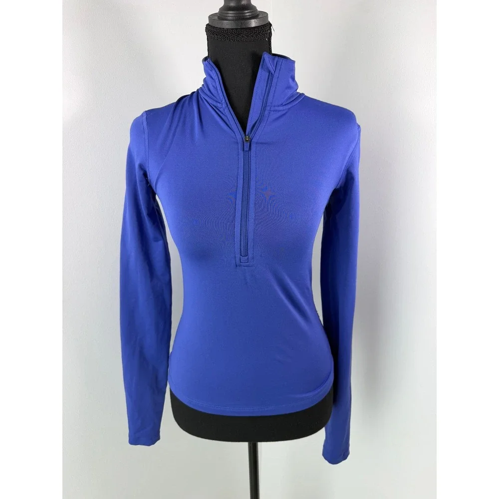 Nike Purple Blue Dri-Fit Compression Quarter Zip Pullover Top Running Workout XS